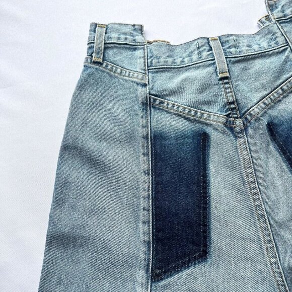 NWOT AGOLDE PIECED ANGLED JEANS IN MATRIX PATWORK DENIM - 27 - Picture 12 of 15